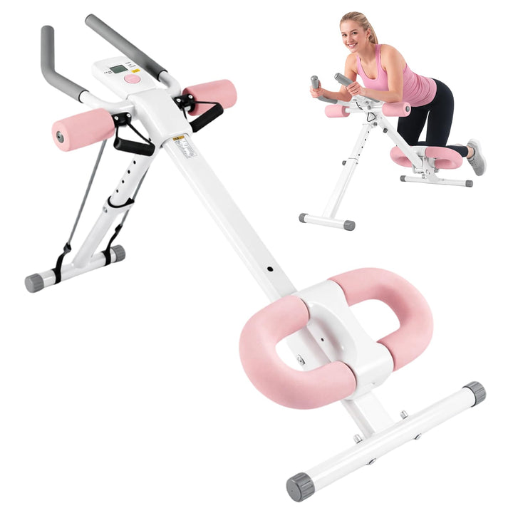 Ab Trainer Abdominal Muscle Machine Adjustable for Home Gym, Foldable And Space-Saving, Quiet Wheels