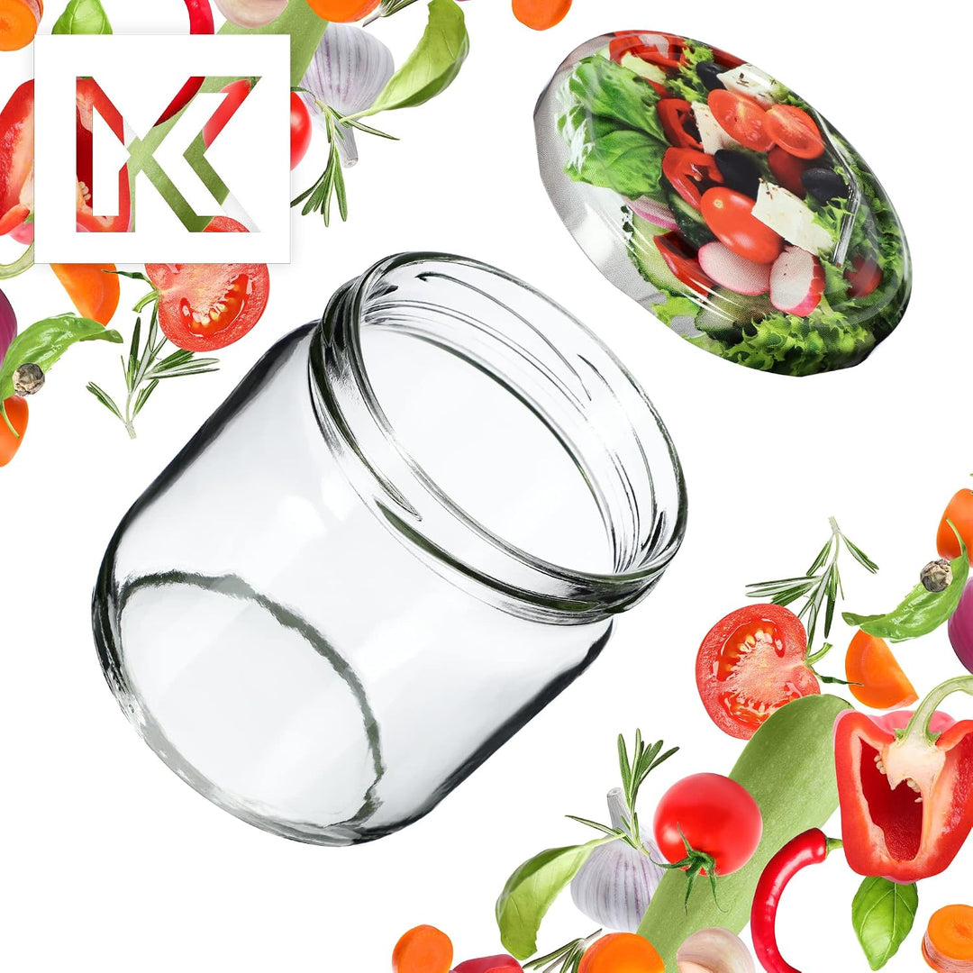 KADAX 12er Set Einmachgläser 425ml TO82 Vege, Sturzgläser Mason Jar mit Schraubdeckel, Luftdichte Tw