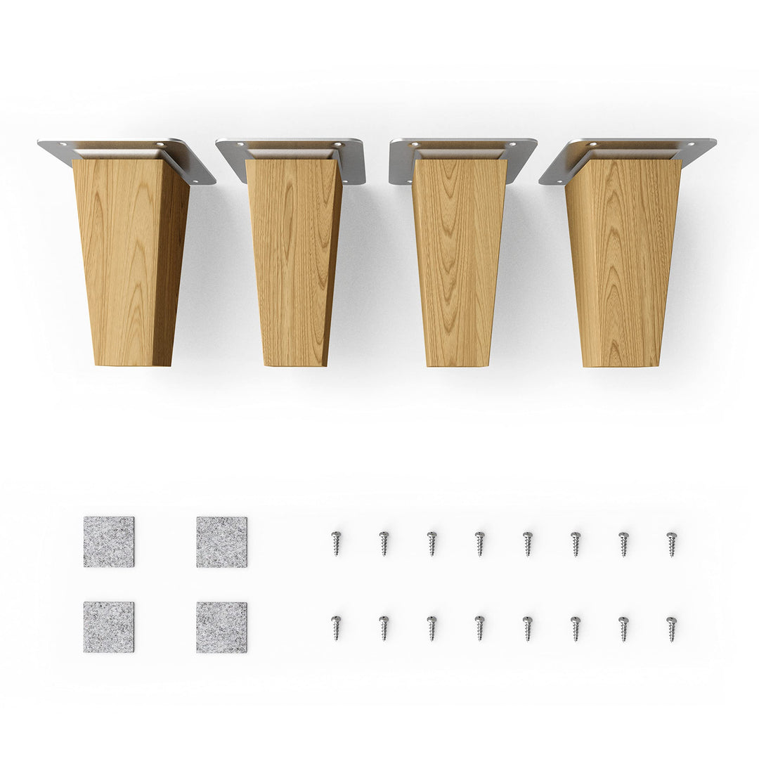 Sossai® Holz-Tischbeine - Clif Square | Öl-Finish | Höhe: 10 cm | HMF3 | eckig, konisch (gerade Ausf