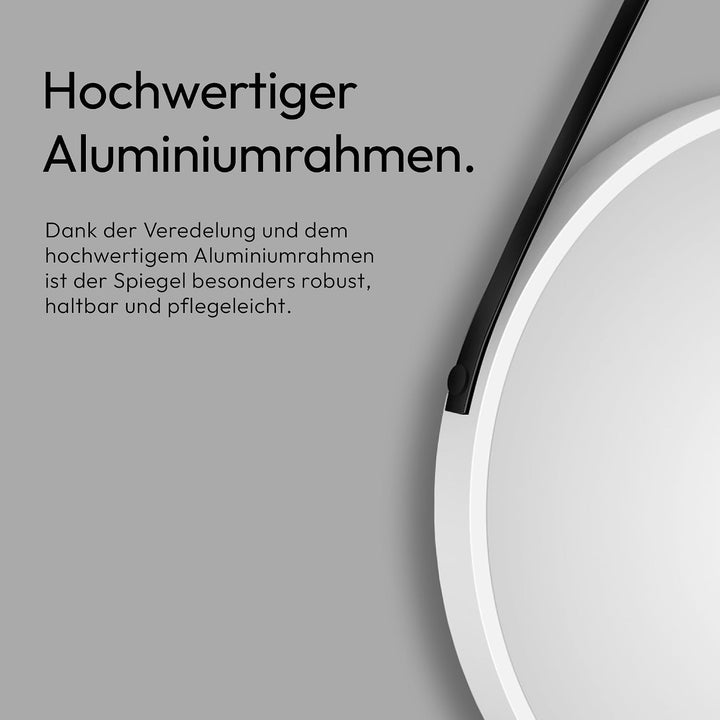 Talos Dekorativer runder Wandspiegel in weiss matt Ø 50 cm, Weiss Matt Ø 50 cm