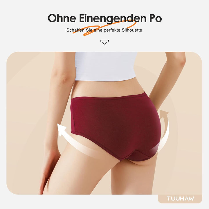 Unterhosen Damen Unterwäsche 6er Pack Baumwolle Slips Mittel Taille Panties M 6*mehrfarbig-5, M 6*me
