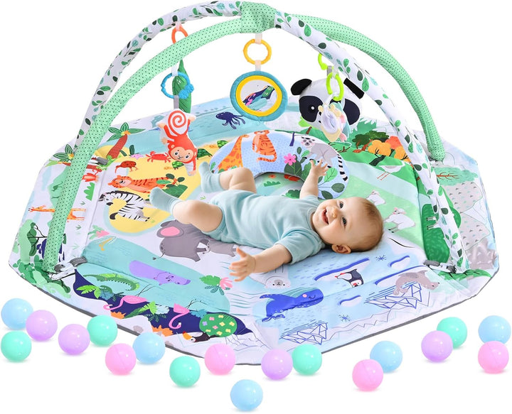 8-in-1 Faltbare Spielbogen Baby Spieldecke Mit Entwicklungszonen,Interaktive Sensorik Spielzeug Mult