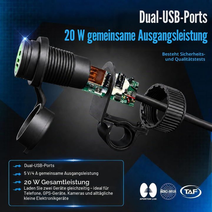 Cliff Top 4A 20W USB-Ladegerät für Motorräder aus, mit magnetischem Netzschalter, strapazierfähig, w