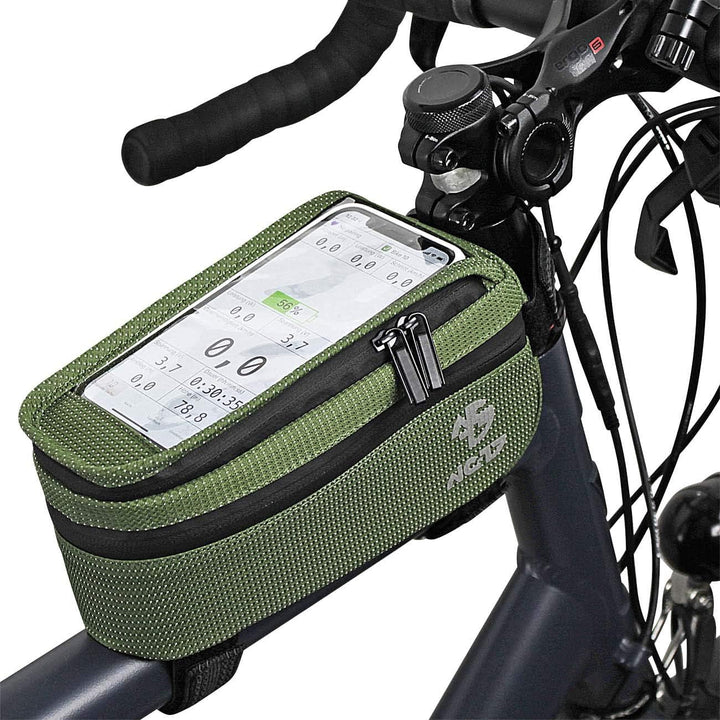 NC-17 Connect Smartphone XL Tasche für Oberrohr, Dot grün, Klettverschluss
