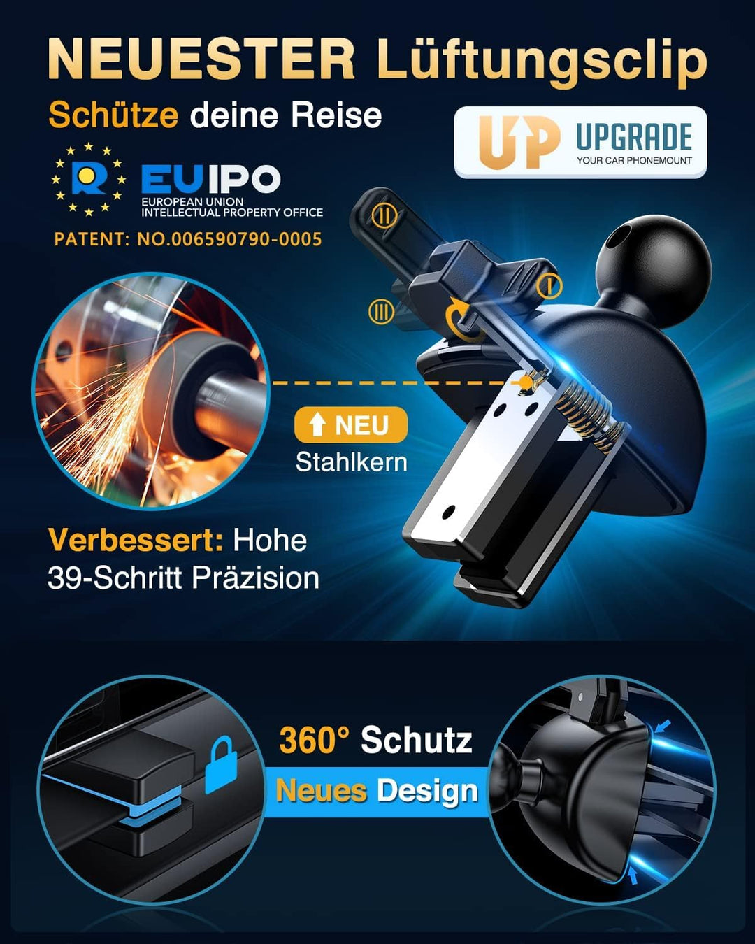 VANMASS Handyhalterung Auto [2022 Upgrade Saugkraft] Handy Halterung Auto Lüftung &amp; Saugnapf Univers