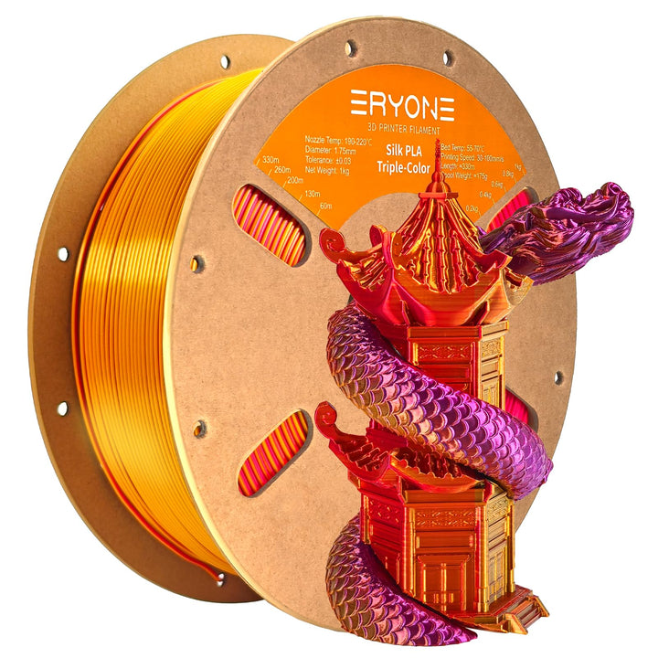 ERYONE Dreifarbiges Seiden PLA Filament 1.75mm,Seidiges Mehrfarbiges PLA-Filament für 3D-Drucker +/-