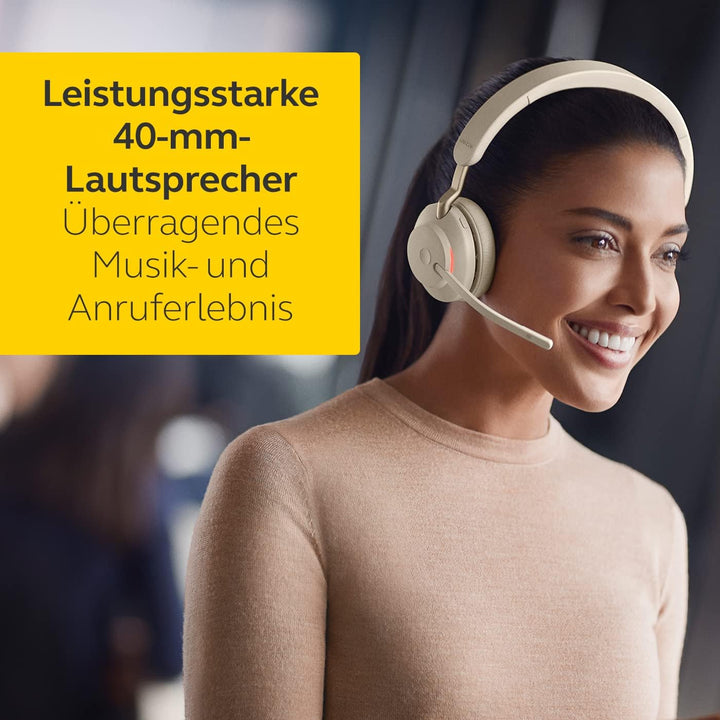 Jabra Evolve2 65 Wireless PC Headset with Charging Stand – Noise Cancelling Microsoft Teams Certifie