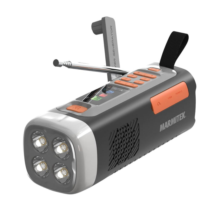 Kurbelradio Marmitek RESQ 200 – Solar Notfallradio mit DAB+, Farbdisplay &amp; 360° LED Licht – Powerban