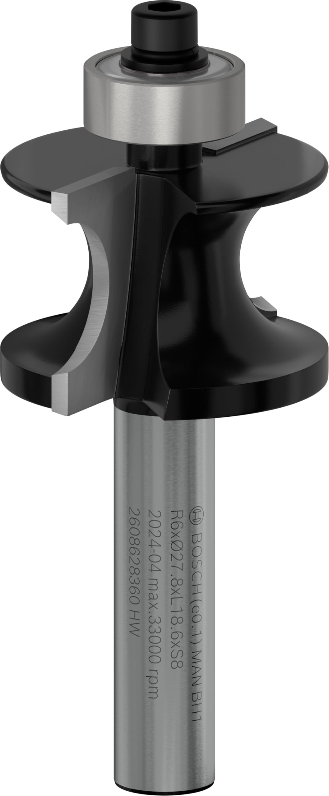 Bosch Professional 1x Halbstabfräser Standard for Wood (für Holz, Radius 6mm, Arbeitslänge 18.6mm, Ø