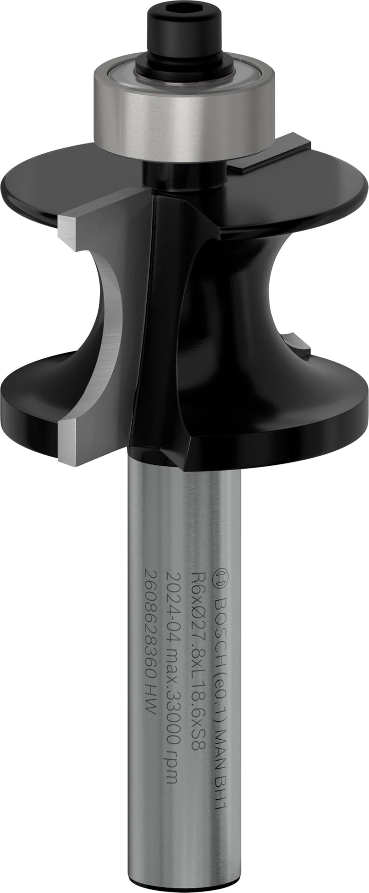 Bosch Professional 1x Halbstabfräser Standard for Wood (für Holz, Radius 6mm, Arbeitslänge 18.6mm, Ø