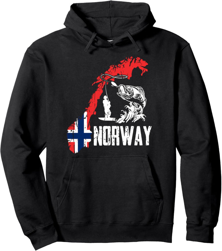 Norwegen Urlaub Norwegen Landkarte Angel Elch Geschenk Pullover Hoodie
