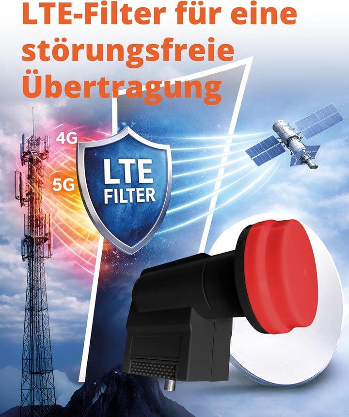 Megasat 040199 Unikabel II Diavolo Quattro LNB, Schwarz, Rot
