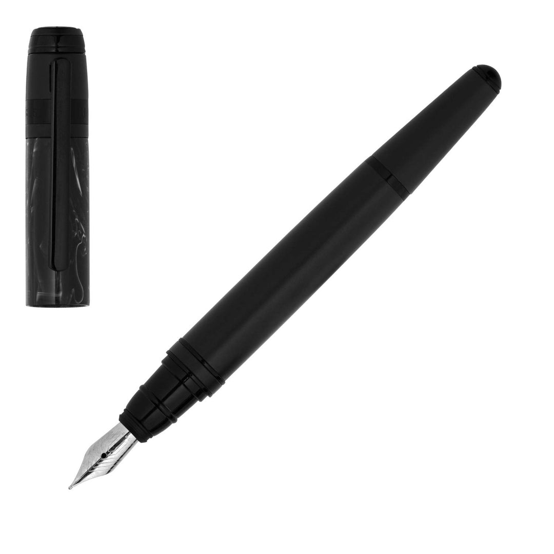 Hugo Boss Fusion Marble Füllfederhalter Messing Chrom Schwarz Federbreite: M, HSI0762A