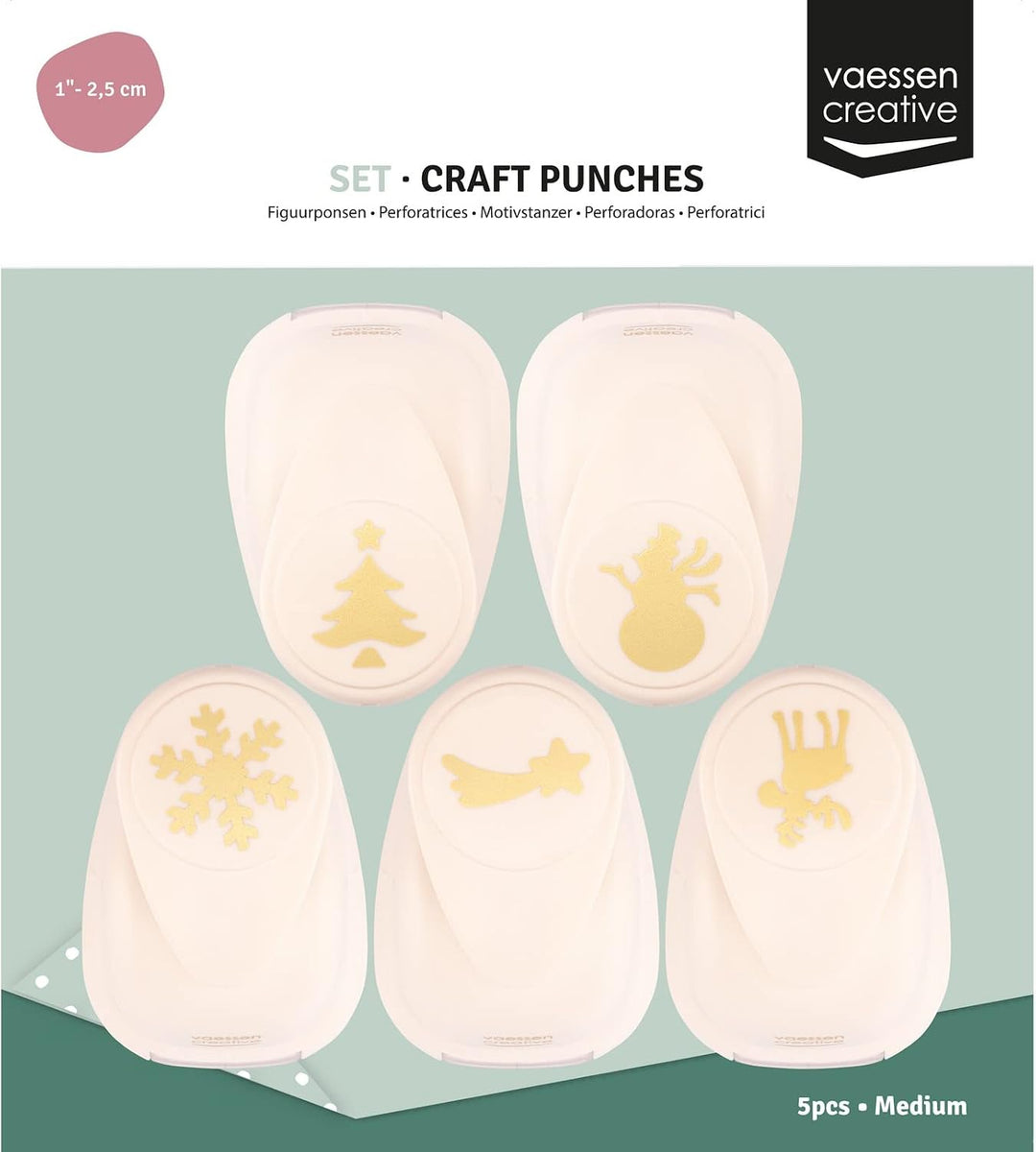 Vaessen Creative Stanzer Set - Motivstanzer - Weihnachten - 5 Stück - Tonpapier und Bastelmaterial b