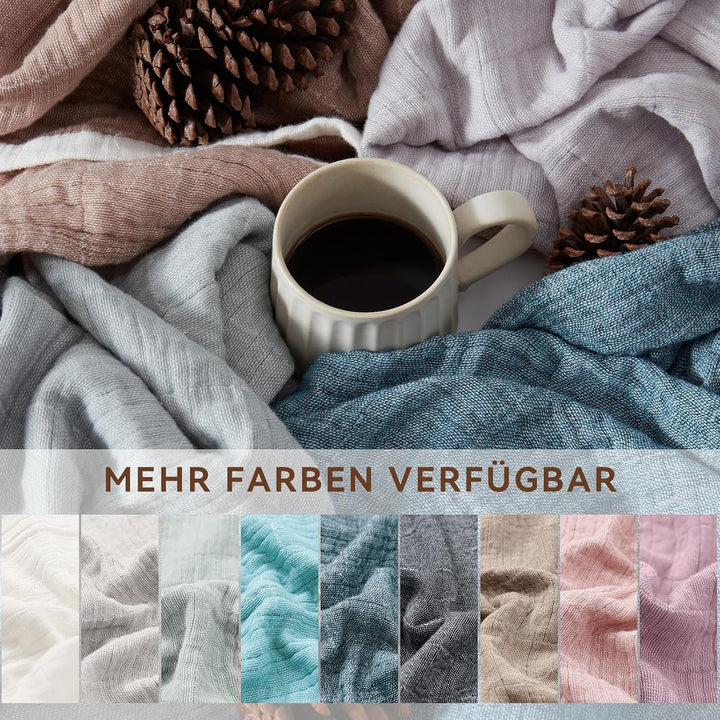 SE SOFTEXLY Musselin Decke aus 100% Baumwolle, 4-Lagige Atmungsaktive Weiche Kuscheldecke,Sofadecke