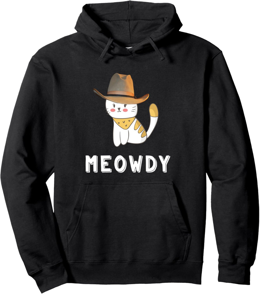 Vintage Meowdy Funny Texas Cowboy Retro Cat Lover Gift Pullover Hoodie