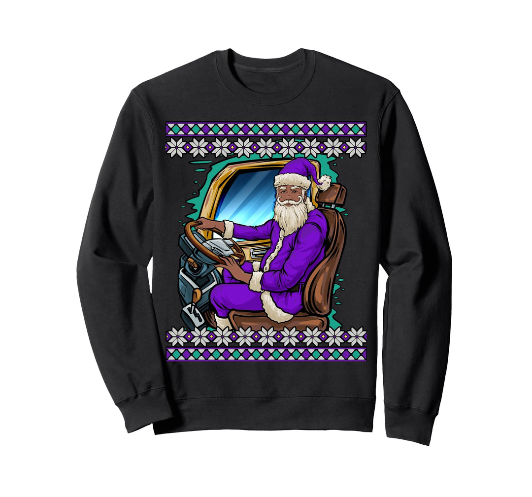 Schwarzer LKW-Fahrer Santa Afro Trucker Weihnachten Sweatshirt