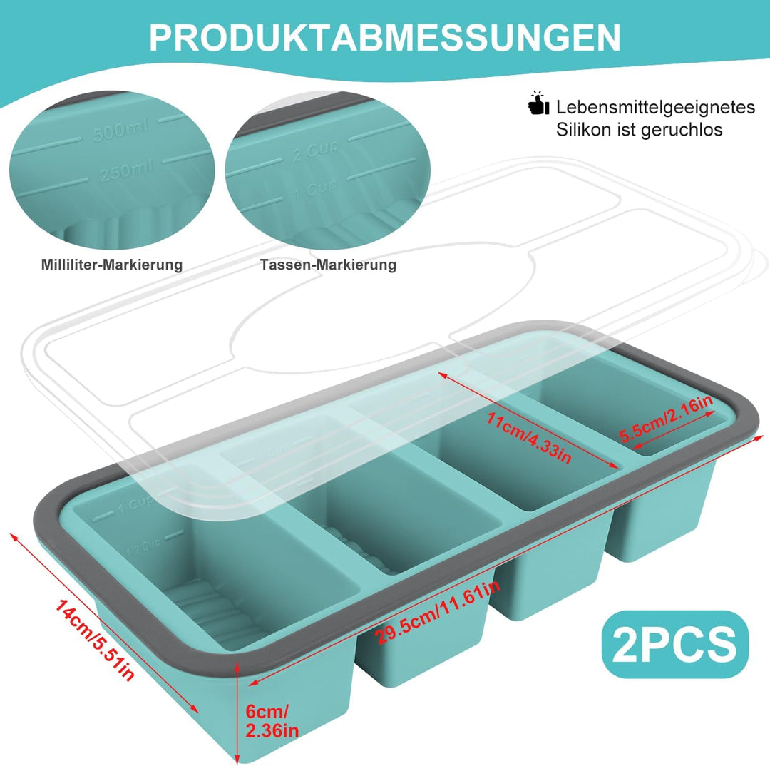 Gefrierbehälter Suppen Einfrieren Behälter Grosse Eiswürfelform 2Stk Silikon Eiswürfelform Mit Decke