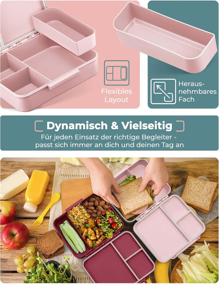 My Vesperbox® Brotdose für Kinder mit Fächern Liv [MADE IN GERMANY] - Lunchbox mit Trennfächern - Be