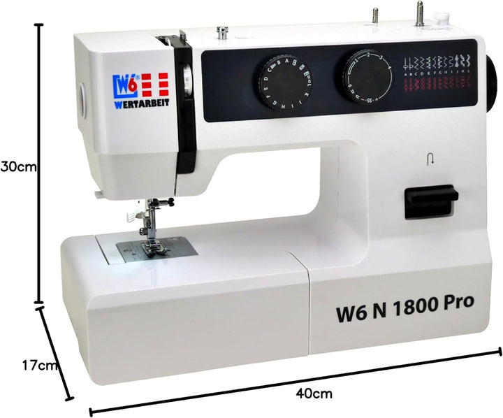 W6 Nähmaschine N 1800 Pro mit 25 Programmen | Freiarm | automatischer Einfädler | CB-Greifer | Knopf