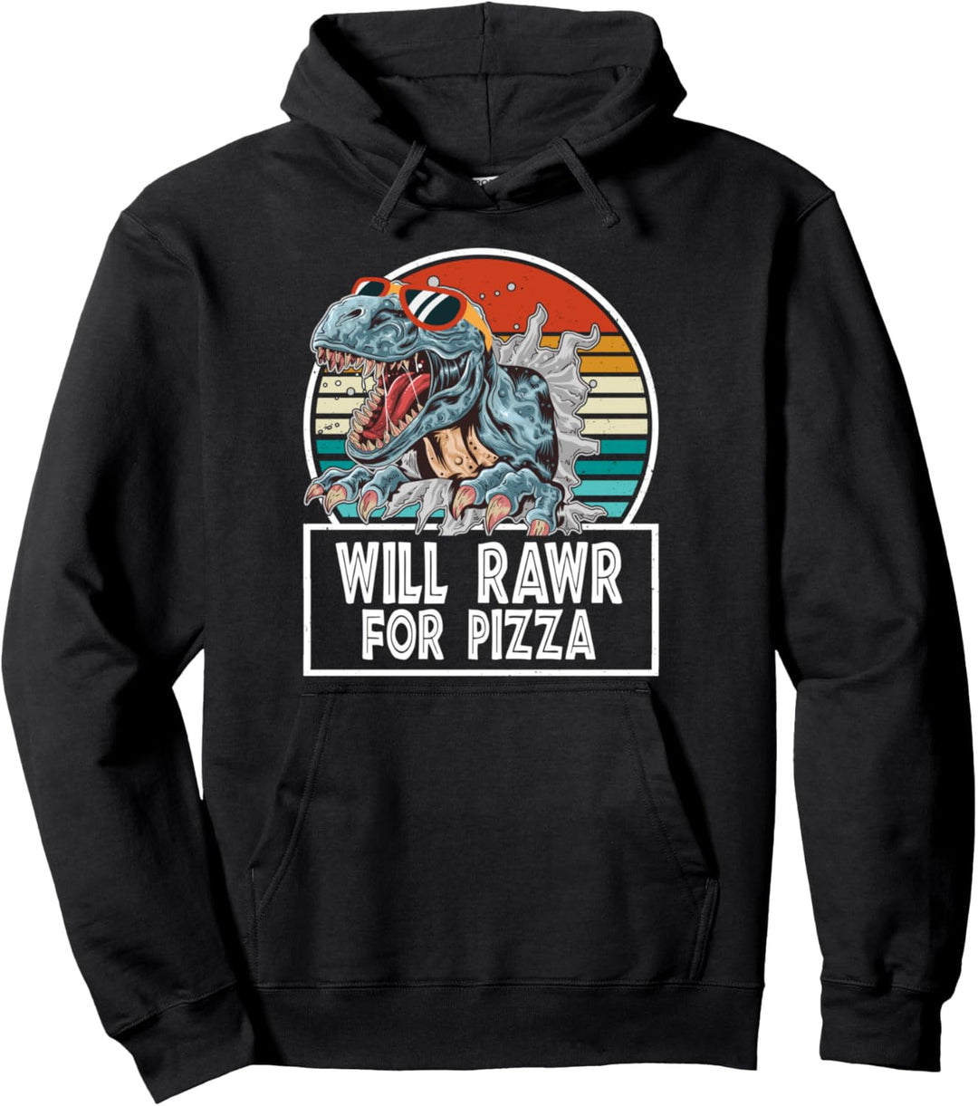 Will Rawr für Pizza Vintage T-Rex Dinosaurier lustige Pullover Hoodie