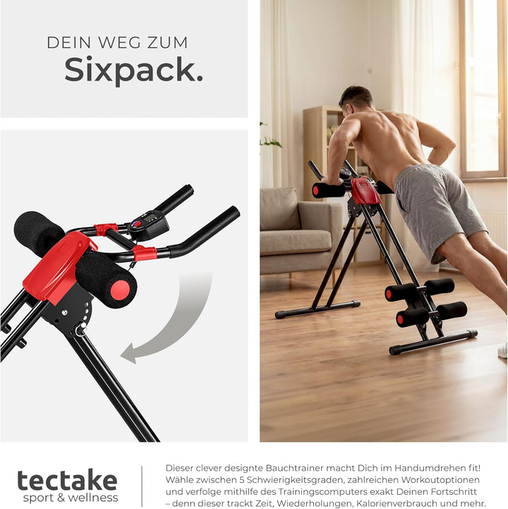 TecTake Bauchtrainer Rückentrainer AB Trainer mit Trainingscomputer | faltbar