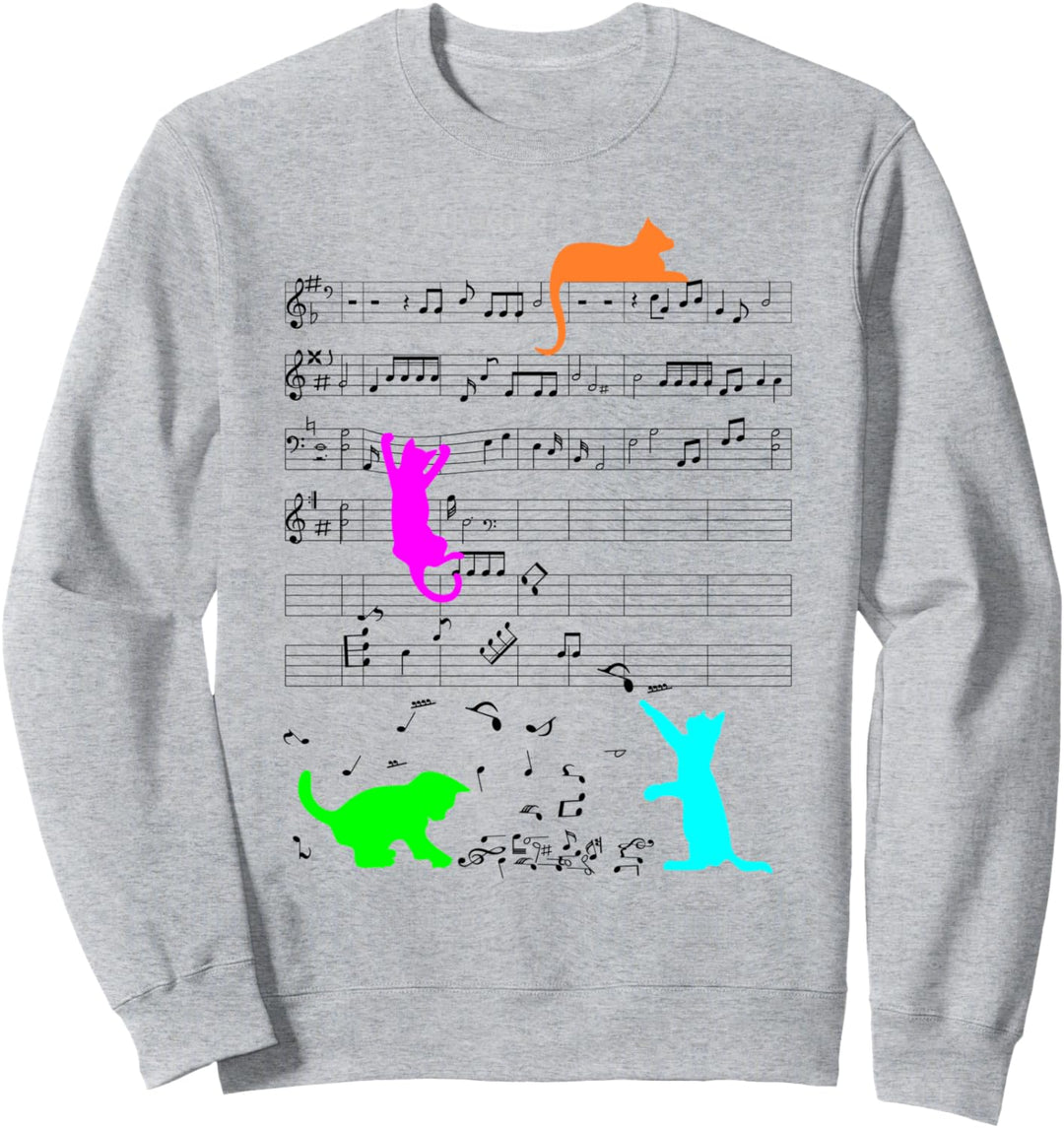 Bunte Katzen Kätzchen Musiker Musiknote Note Sweatshirt