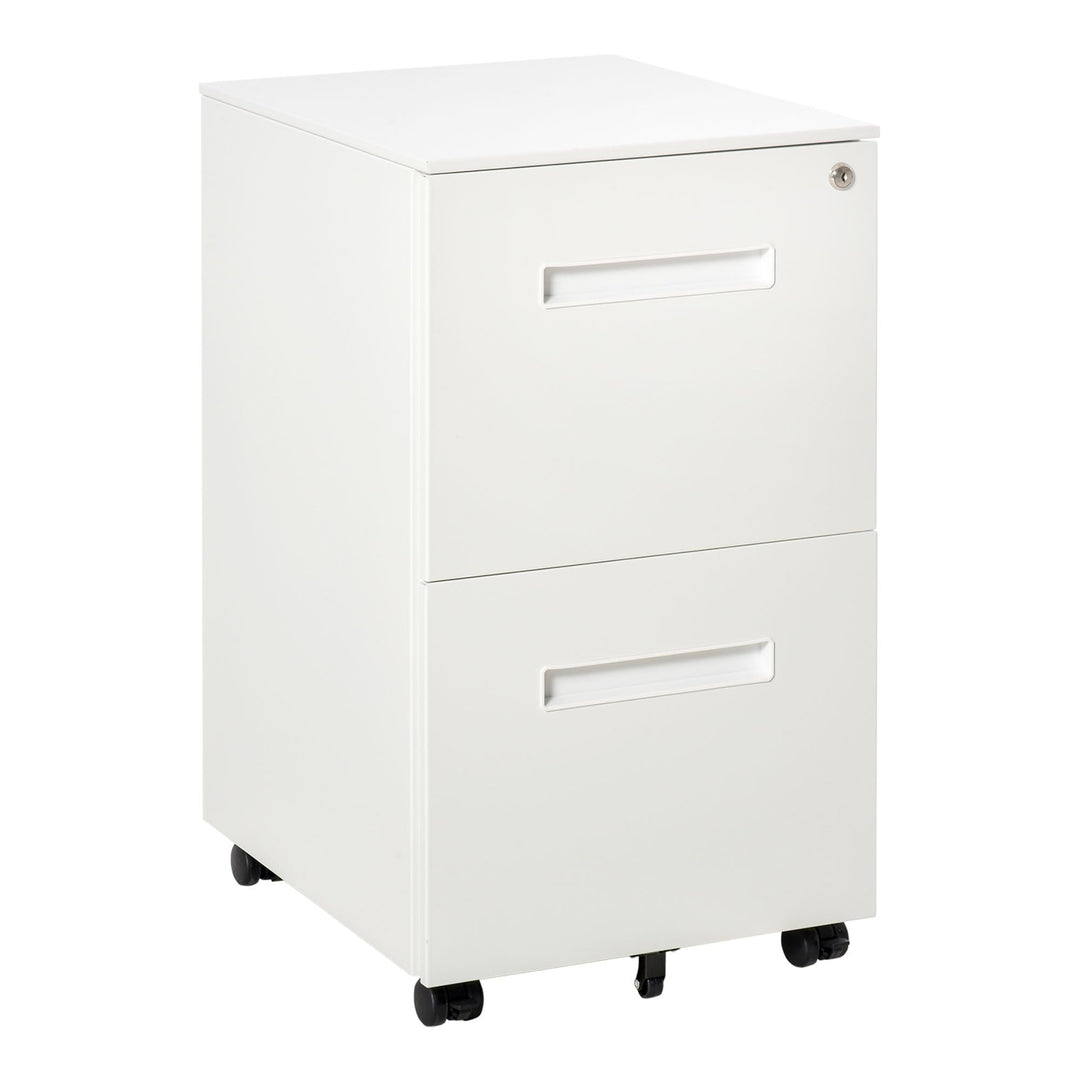 Vinsetto Rollcontainer Aktenschrank mit 2 Schubladen Abschliessbarer Rollschrank Bürocontainer Büros