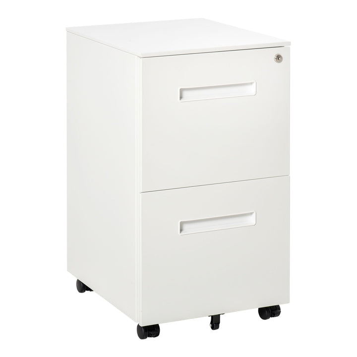 Vinsetto Rollcontainer Aktenschrank mit 2 Schubladen Abschliessbarer Rollschrank Bürocontainer Büros