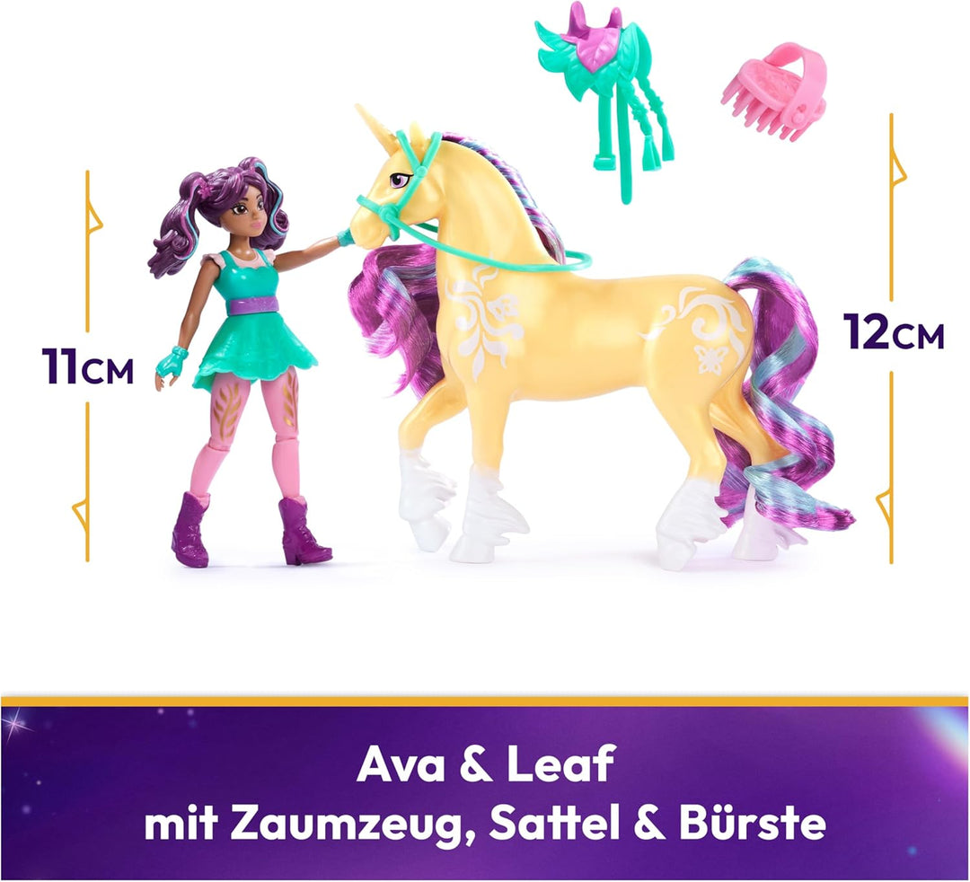 Unicorn Academy AVA und Einhorn Leaf Set - ca. 12 cm grosse Originalfiguren zur beliebten Netflix Se