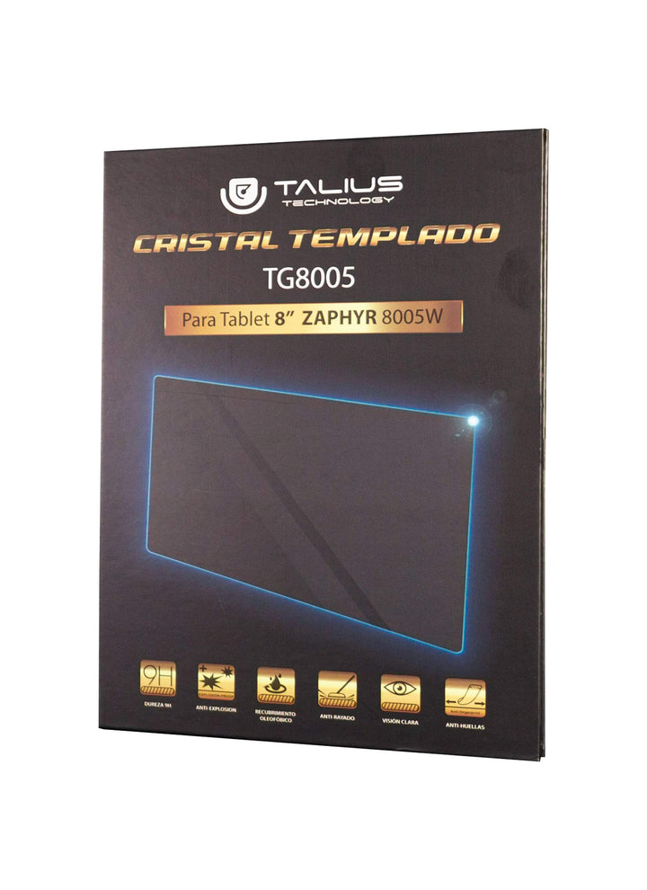 TALIUS Zaphyr TG8005 Displayschutz aus gehärtetem Glas, 8 Zoll, 8005 W / 8004 W, Schwarz