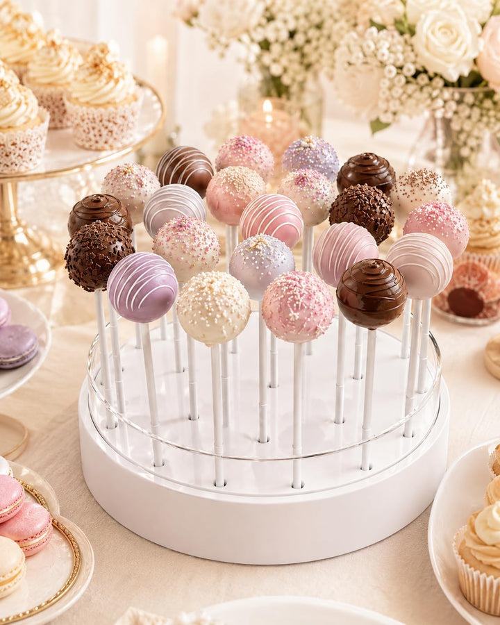 Cake Pop Ständer mit 22 Löchern (2er-Pack), transparenter Cake Pop Halter mit Griffen, 2-stufiges Di