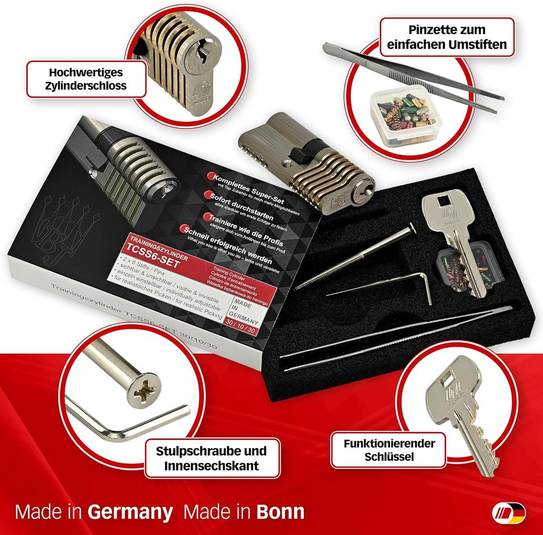 MULTIPICK Trainingszylinder Lockpicking Set - [inkl. 50-tlg. Pinning-Kit] Lock Picking Tool - variab