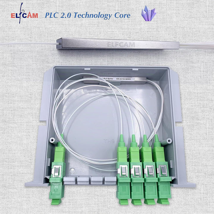 Elfcam - Optischer Splitter Glasfaser-PLC-Splitter (Fasersplitter) SCA,PLC DIN-Schiene Montage (1X4)