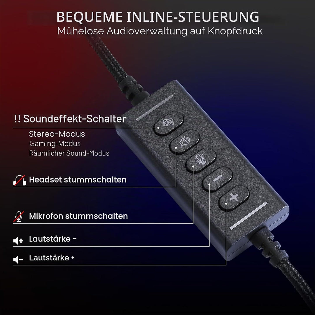 Redragon H730 USB-Gaming-Headset mit Kabel – 53-mm-Treiber, 360°-Raumklang, abnehmbares Mikrofon mit