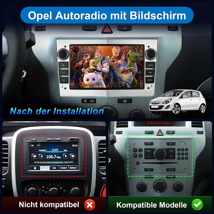 DAB Autoradio für Opel Wireless CarPlay Android Auto 7Zoll Bildschirm Radio Silber, Silber
