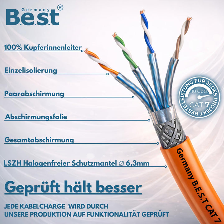 CAT 7 50M Simplex Netzwerkkabel Verlegekabel Kupfer LAN Kabel Ethernetkabel S/FTP 10 Gbit/s Kat 7 re