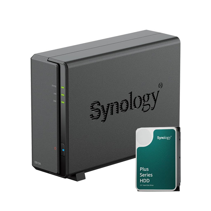 Synology DS124 NAS-Bundle 1 GB mit 1 Synology Festplatte 8 TB HAT3300, unmontiert, Schwarz