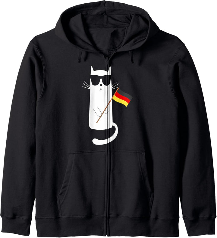 Lustige Katze mit Sonnenbrille mit Flagge Deutsch Kapuzenjacke