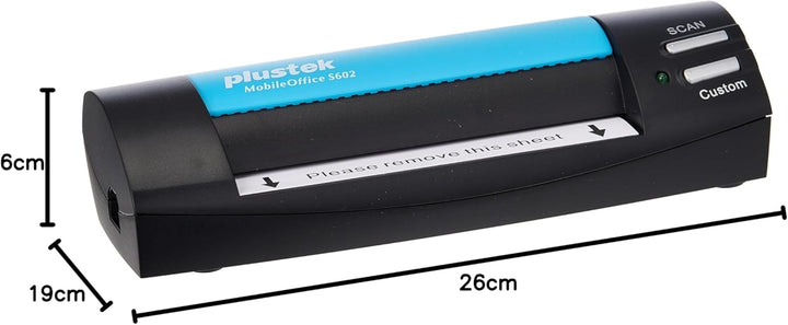 Plustek MobileOffice S602 Visitenkarten-Scanner 1200 x 1200DPI A6 schwarz, blau – (104,9 x 500 mm, 1