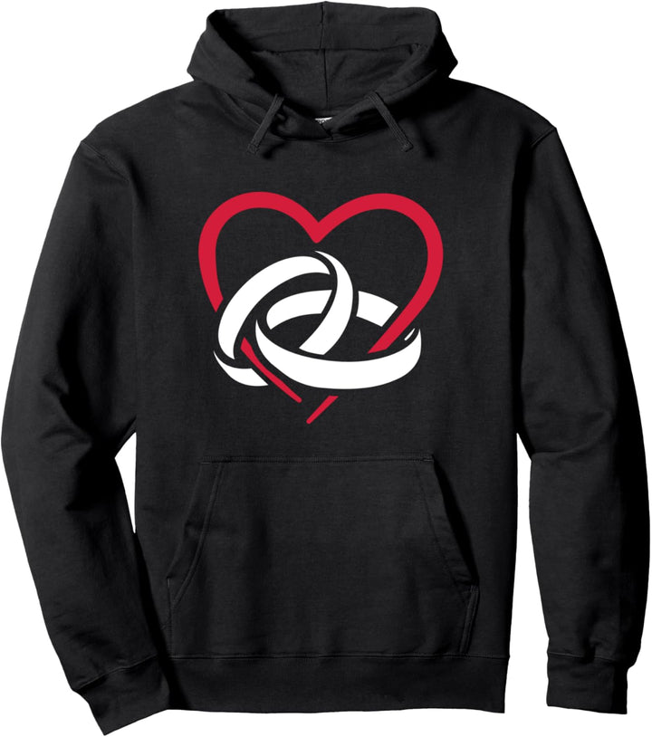 Hochzeit Eheringe mit Herz Pullover Hoodie
