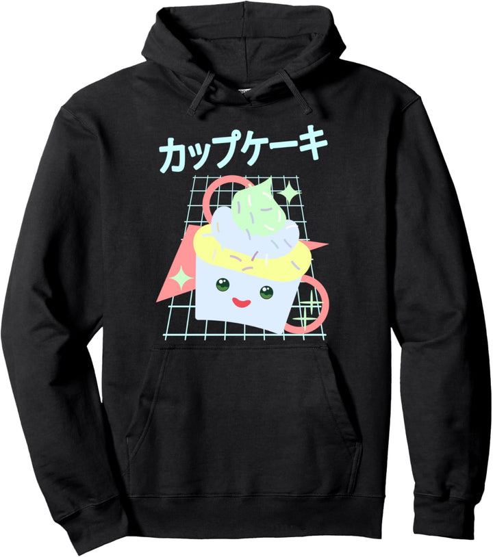 90s Japanese Otaku Stylish Aesthetic Kawaii Cupcake Design Pullover Hoodie