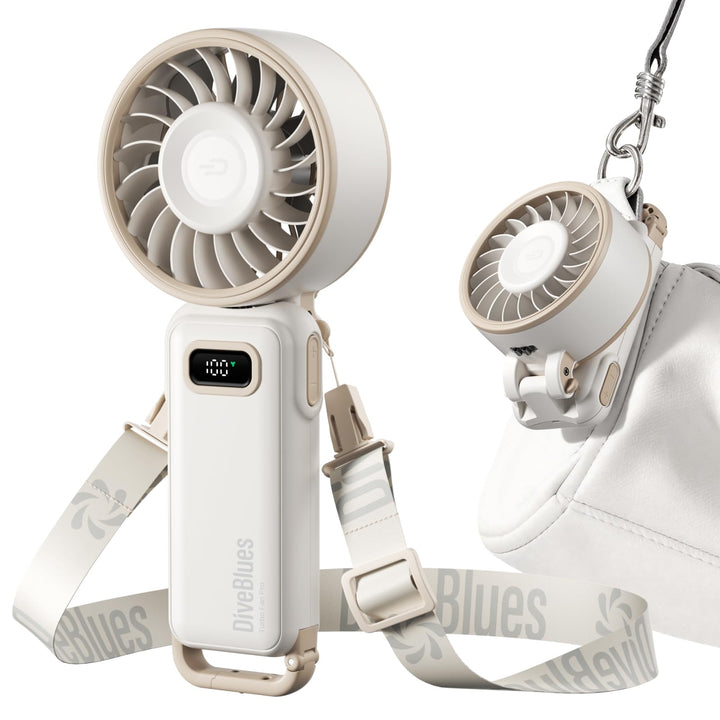 Diveblues - Handventilator Akku Aufladbar - 100 Stunfen Mini Ventilator Leistungsstarker Luftstrom m