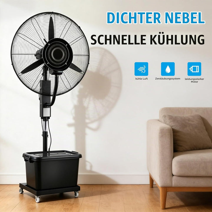 Ventilator für innen und aussen mit Sprühsystem, tragbarer Sprühtank, 20 m~50m, Stand- &amp; Tischventil