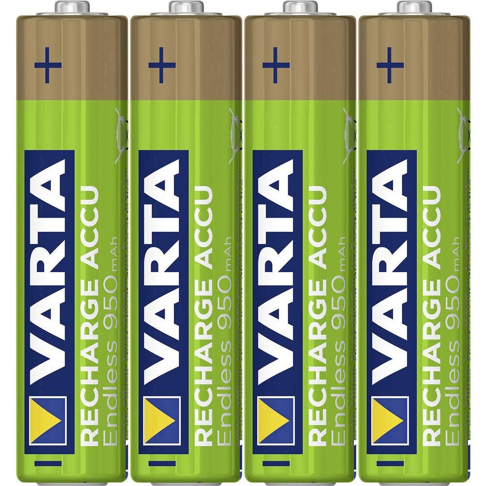 VARTA Recharge Accu Endless Energy AAA Micro Ni-Mh Akku 4er Pack 950 mAh - bis zu 500 Ladezyklen, ge