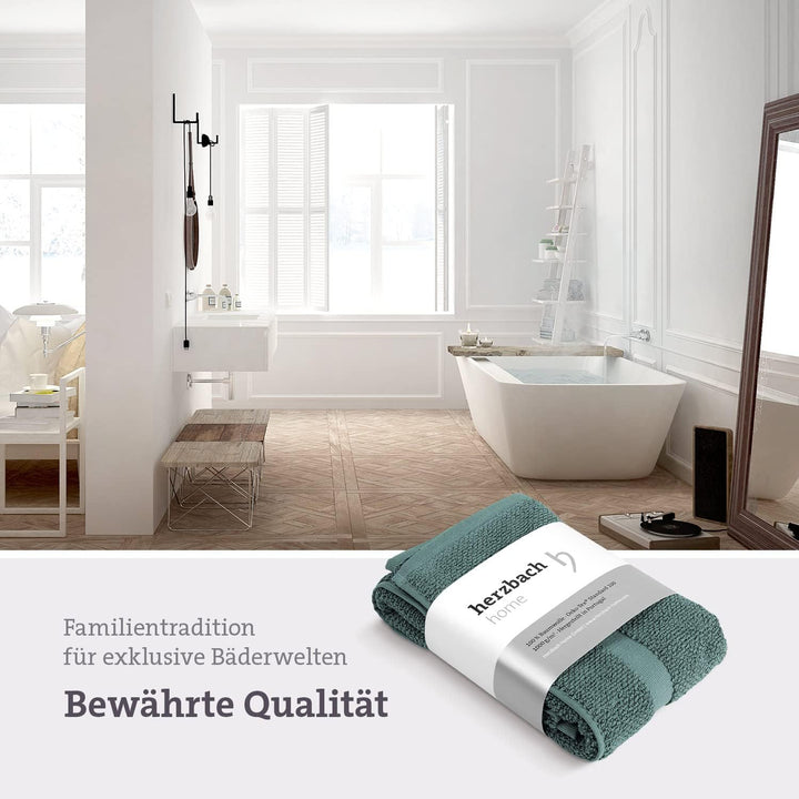 herzbach home Badvorleger Set 100% Baumwolle | Duschvorleger | 1.000 g/m² | Saugfähig | Waschbar (Oz