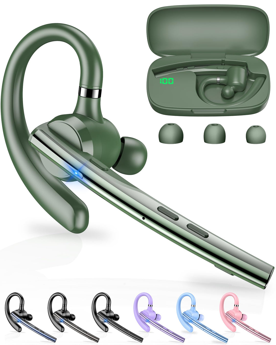 New Bee Bluetooth Headset mit 72h Spielzeit Bluetooth V5.1 Freisprech Headset Handy mit LED Ladecase