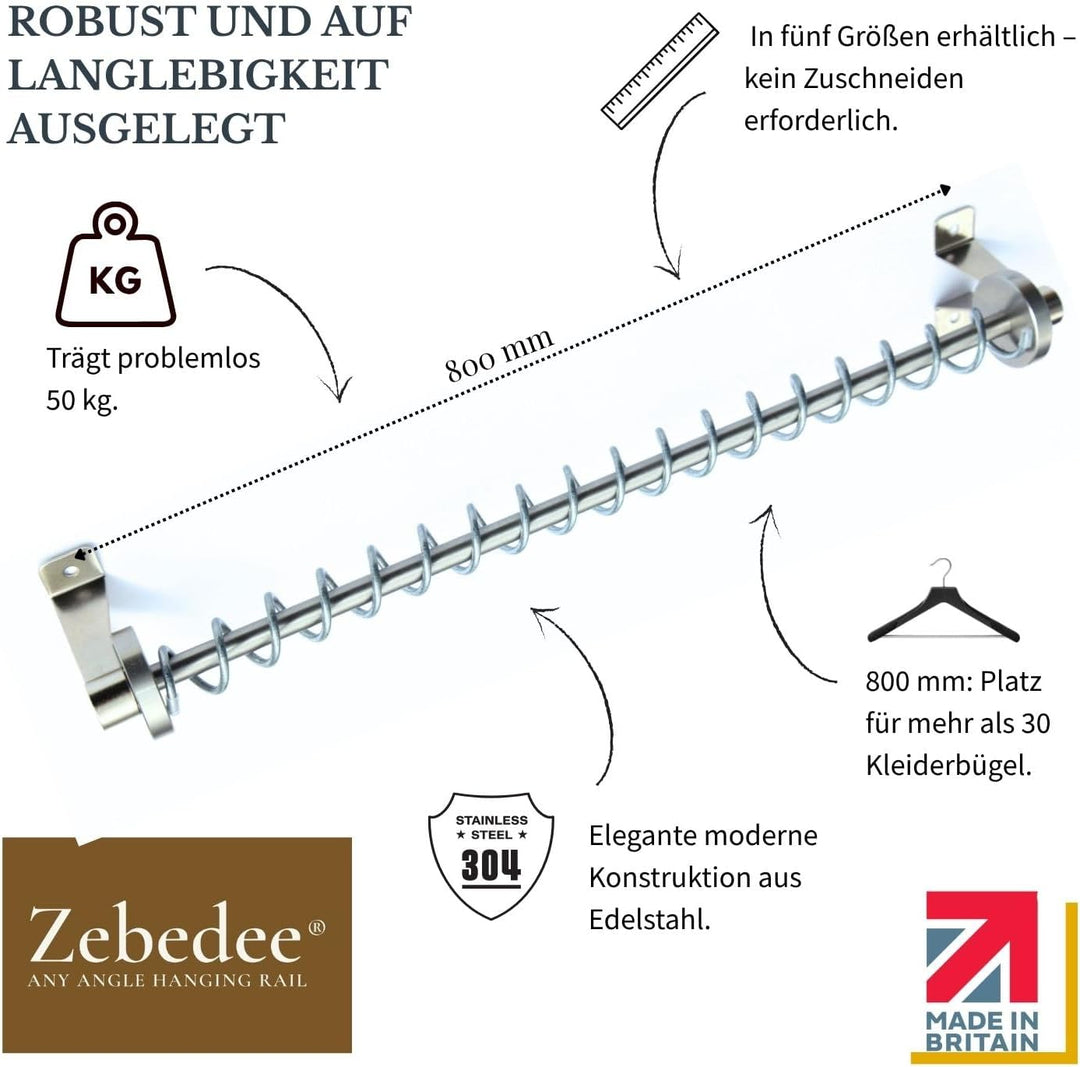 ZEBEDEE Kleiderstange Dachschräge – Geneigte Kleiderstange für Dachschrägen, Schräge Kleiderschränke