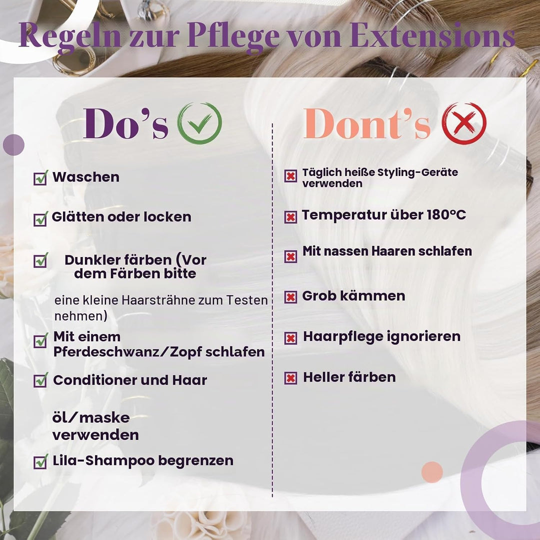 LaaVoo Extensions Echthaar mit Draht Balayage Braun Secret Wire Echthaar Extensions Dunkelbraun Ombr