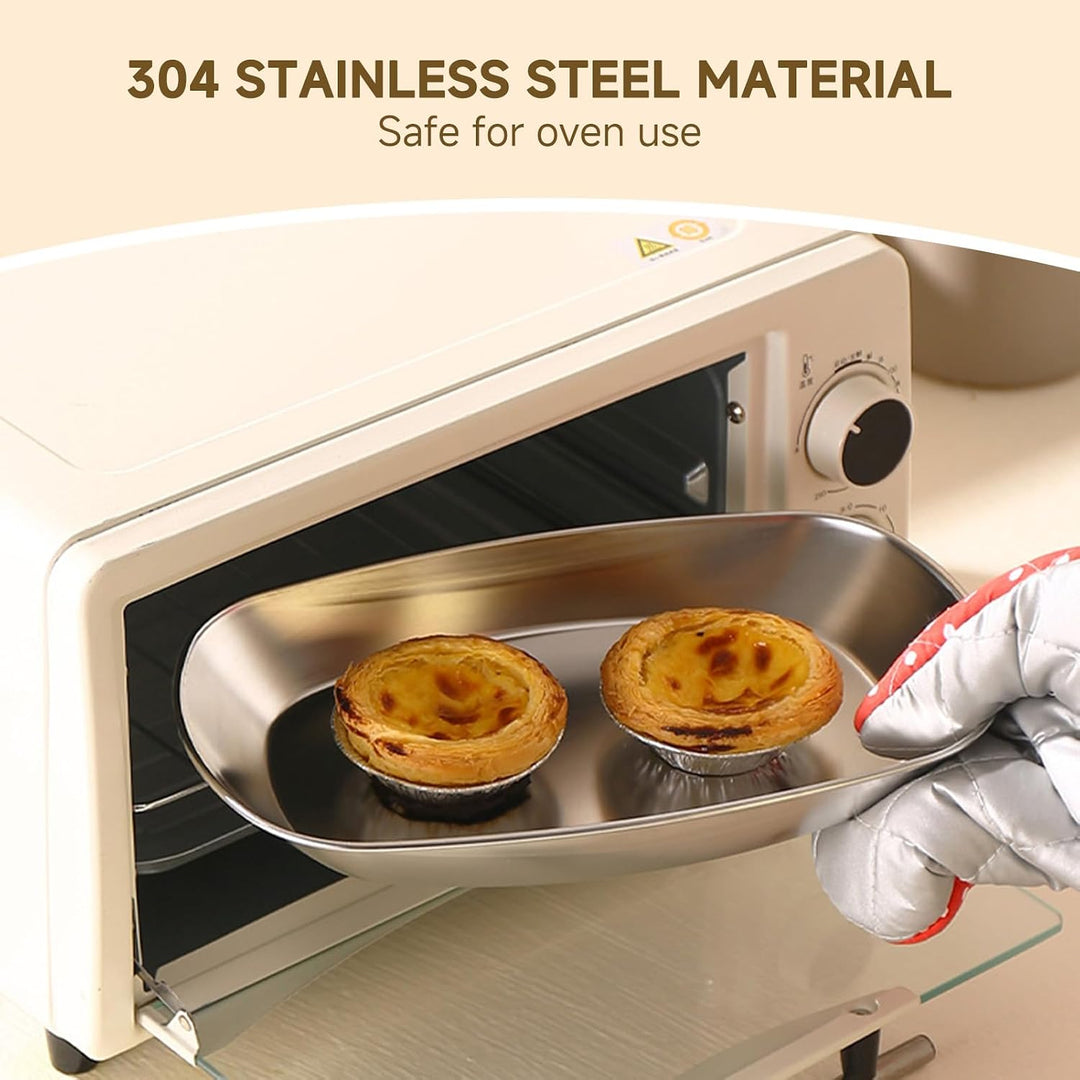Agatige Serviertablett aus Edelstahl, 25,4 cm, stapelbar, einfache Grillplatte, dekorative Metalltel